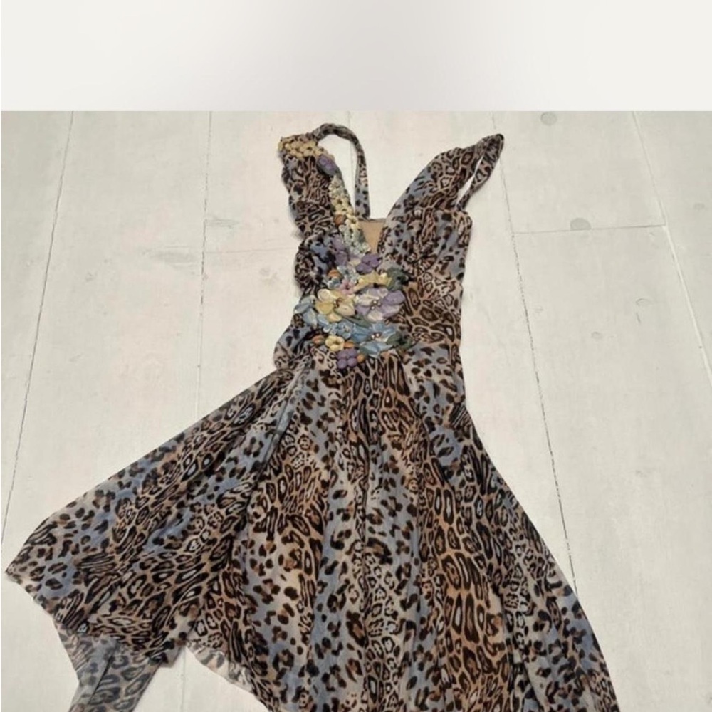 Ema Savahl Leopard Print Halter Dress